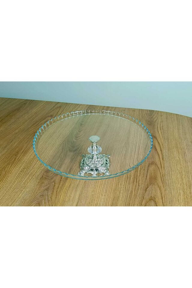 Avangard Gümüş Döküm Ayaklı Yuvarlak Pasta Standı Muhteşem Sunumluk Gümüş