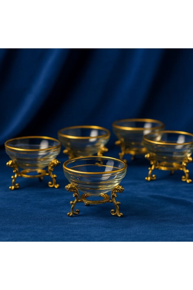 6 lı Lüx Kahve Yanı Mini Lokumluk Şekerlik Sosluk Reçellik Çerezlik Kase Vitrex