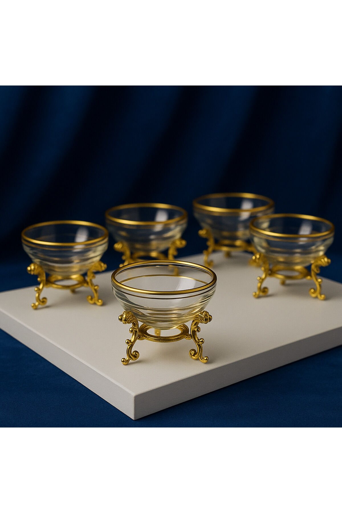 6 lı Lüx Kahve Yanı Mini Lokumluk Şekerlik Sosluk Reçellik Çerezlik Kase Vitrex