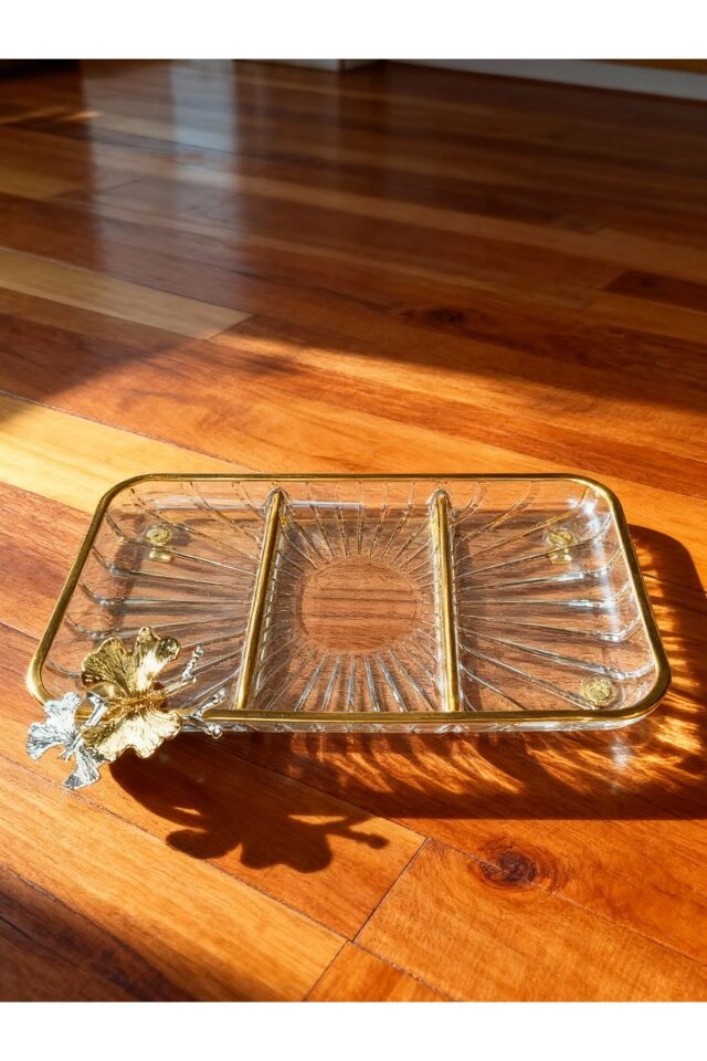 Lüx Hediyelik Metal Ayaklı Gold Oval Kelebekli Sunumluk Kurabiyelik - Yeni Serisi Dikdörtgen Mini