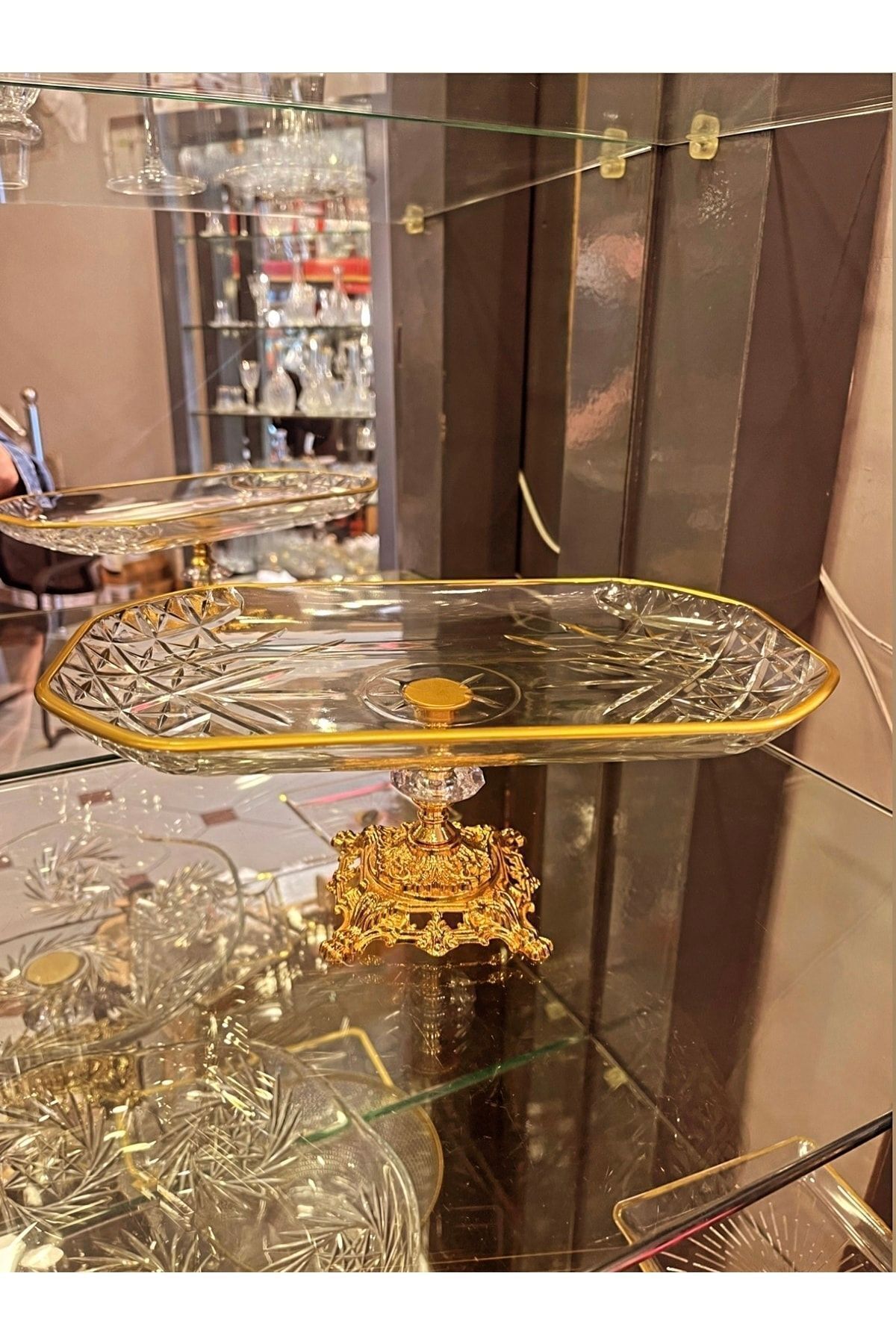 Lüx Hediyelik Metal Ayaklı Gold Oval Kelebekli Sunumluk Kurabiyelik - Yeni Serisi Turkuaz