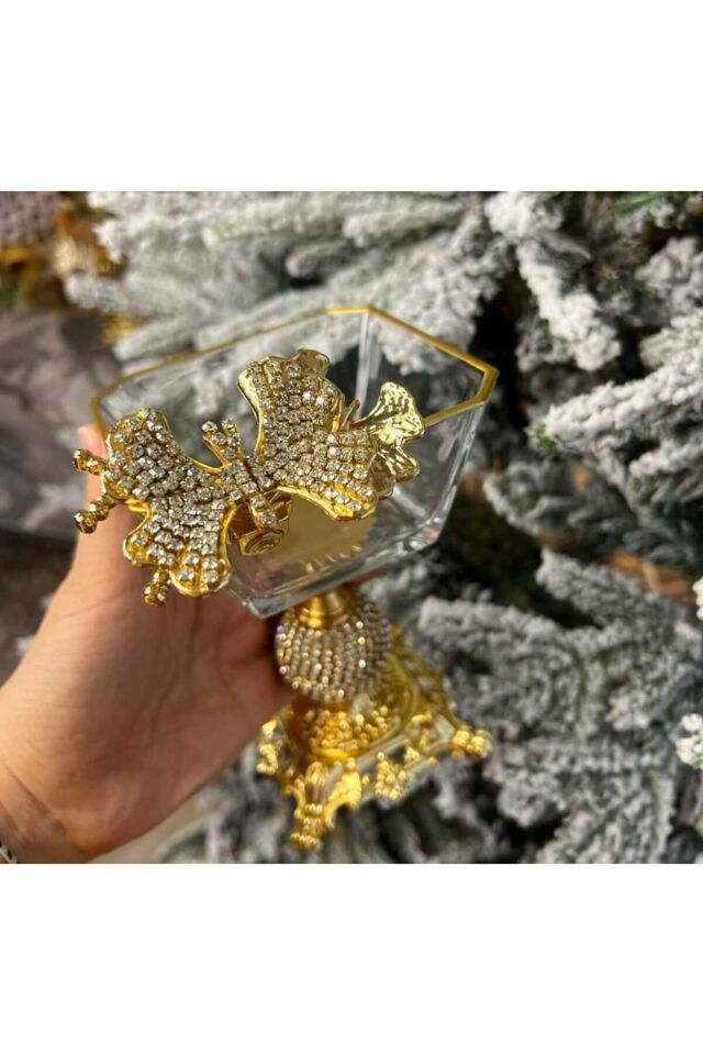 Karen 7 Parça Döküm Gümüş Ayaklı Sunumluk Seti Magnolia Dondurmalık Cup ve Salata Kase Seti Gold