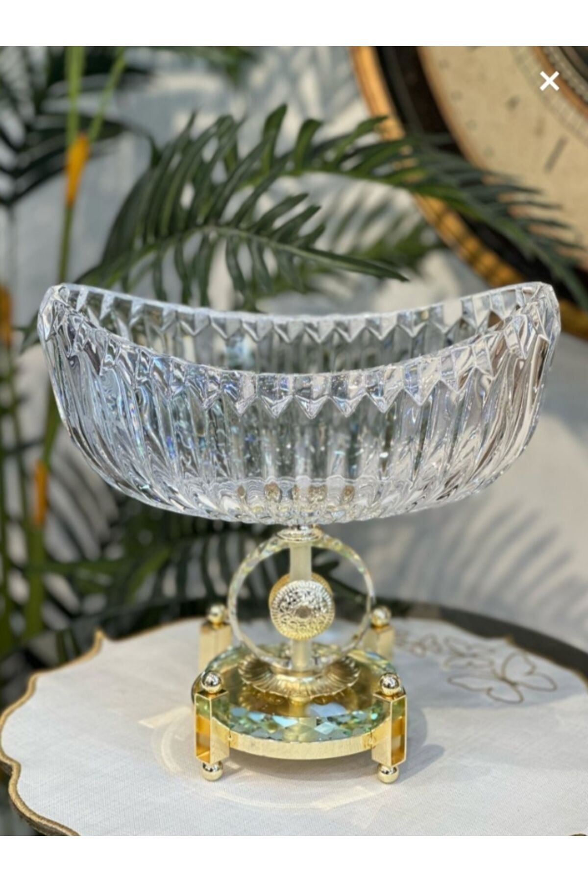 Ultra Lüks Premium Kristal Gümüş Gondol Kase | Dekoratif Masa ve Salon Aksesuarı Gold