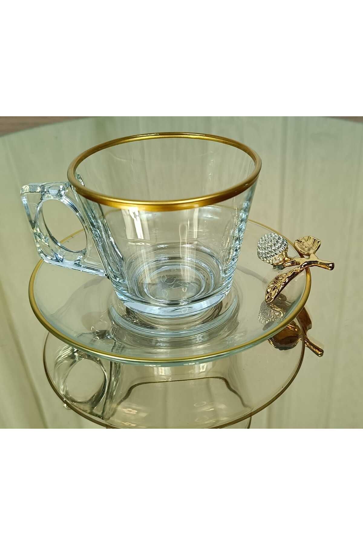 PAŞABAHÇE Vela Fincan Takımı  12 Parça 6 Kişilik KELEBEKLİ YALDIZLI Hediyelik Çeyizlik Yaprak