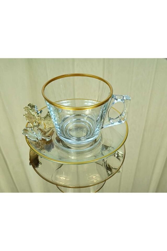 PAŞABAHÇE Vela Fincan Takımı  12 Parça 6 Kişilik KELEBEKLİ YALDIZLI Hediyelik Çeyizlik Kelebek