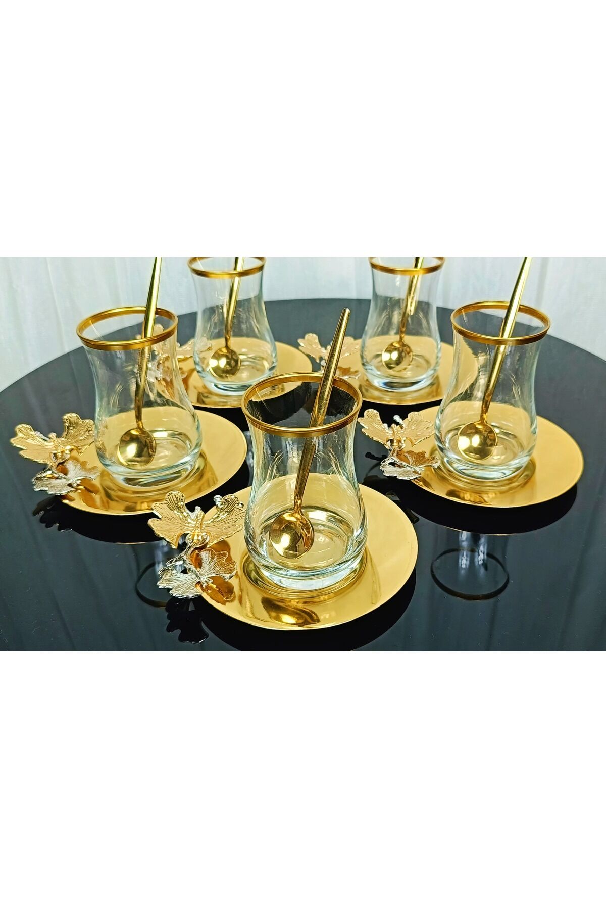 Yeni Model 6 Kişilik 12 Parça Gold Çay Seti , Çay Takımı , Hediyelik , Çeyizlik Eva