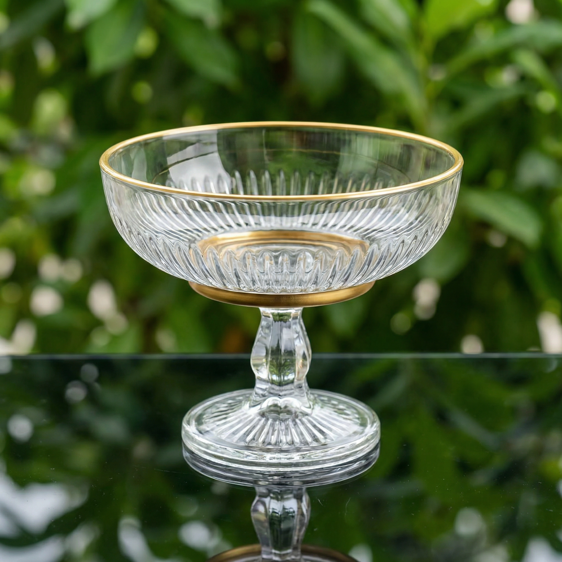 Cam Ayaklı Dondurmalık & Tatlı Kasesi 17 cm | Yaldızlı / Sade Sunum Kasesi | Magnolia Kup, Meyvelik