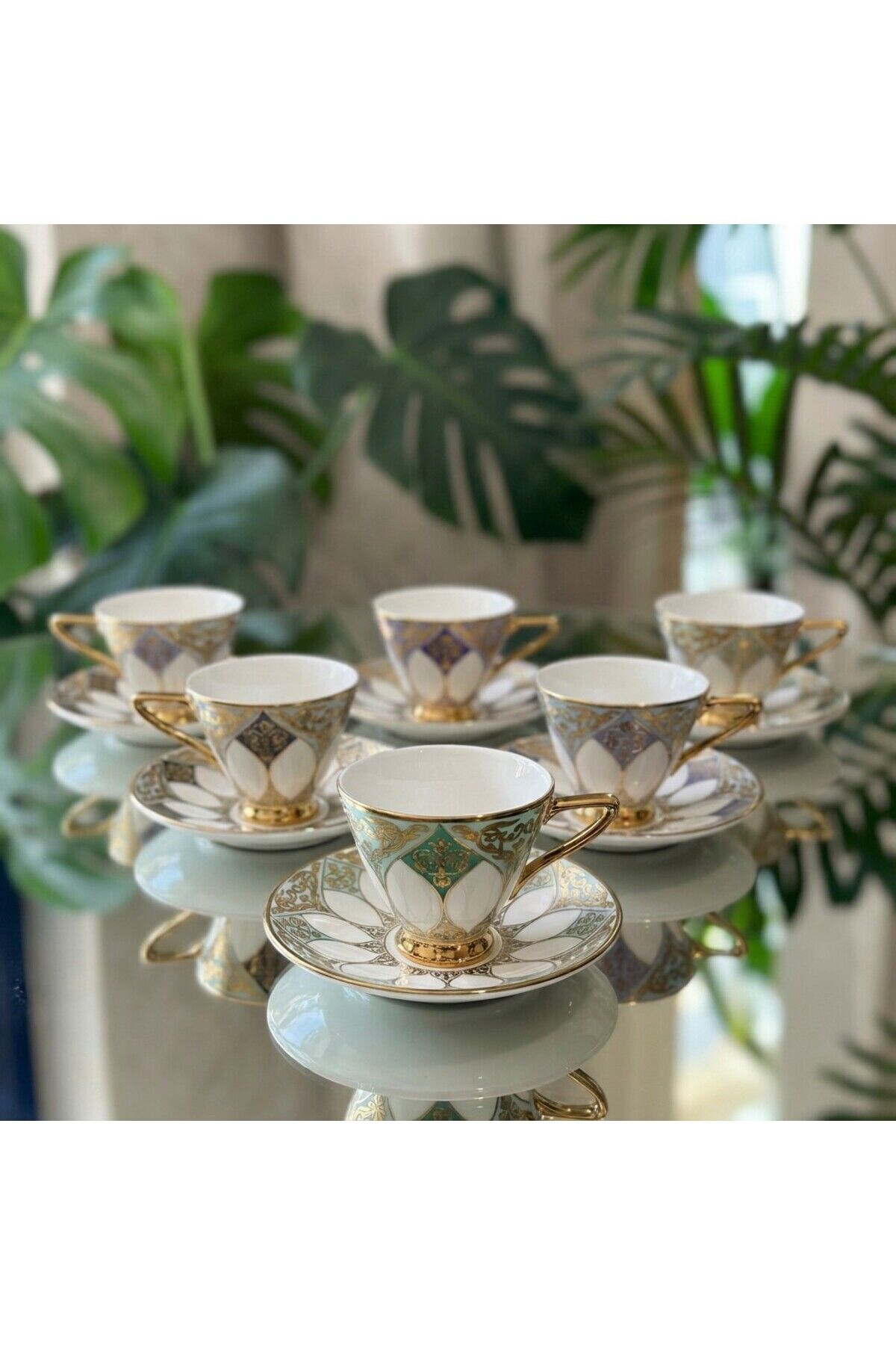 Craig Altın İşlemeli 6 Kişilik Porselen Kahvesi Fincan Seti