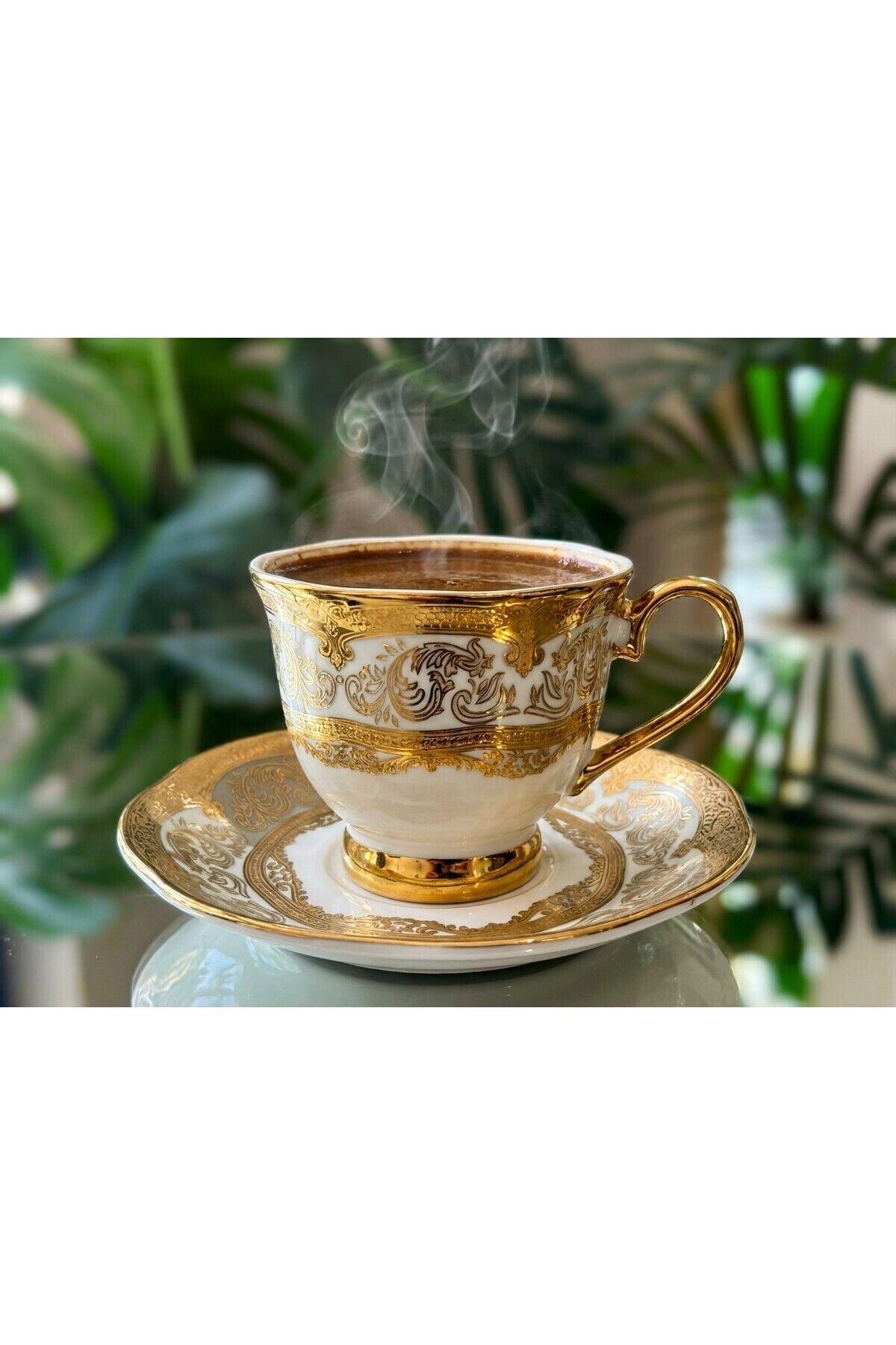 Vivanco 24K Altın İşlemeli 6 Kişilik Porselen Kahvesi Fincan Seti Tabak Takımı