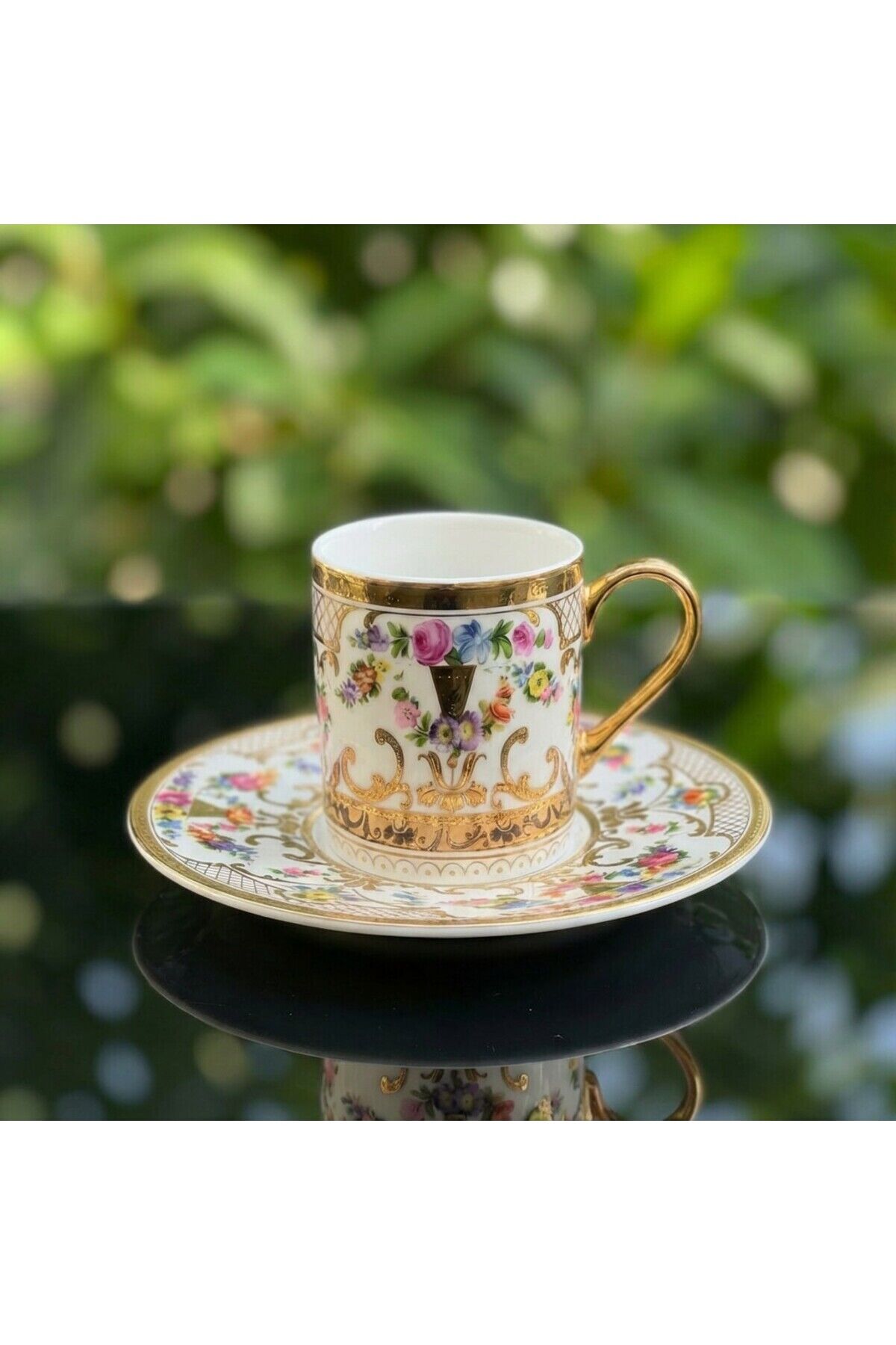 Victoria 24K Altın İşlemeli 6 Kişilik Porselen Fincan Seti Takımı Model4