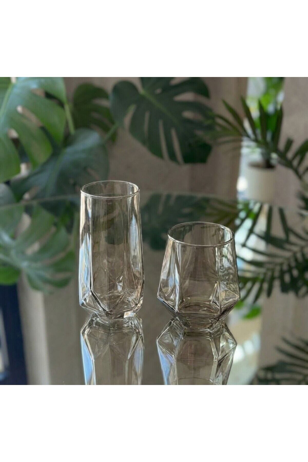 18 Parça Füme Cam Bardak Seti – 6 Çay Bardağı + 6 Uzun Su Bardağı + 6 Kısa Su Bardağı Su Seti