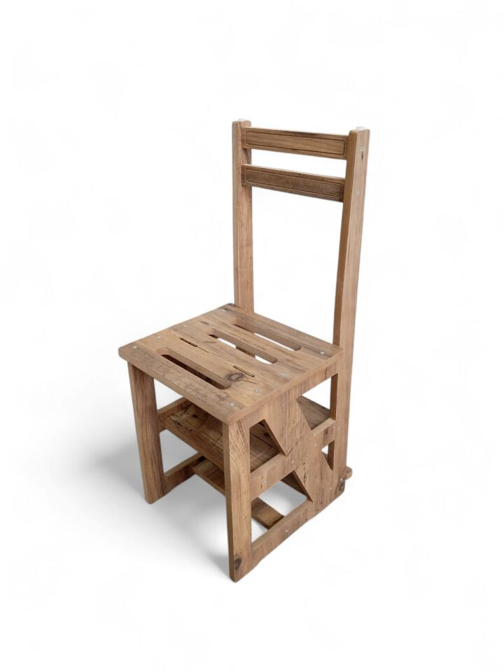 Çok Amaçlı MDF Katlanır Merdivenli Sandalye 2’si 1 Arada 110 Kg Taşıma Kapasitesi eco,