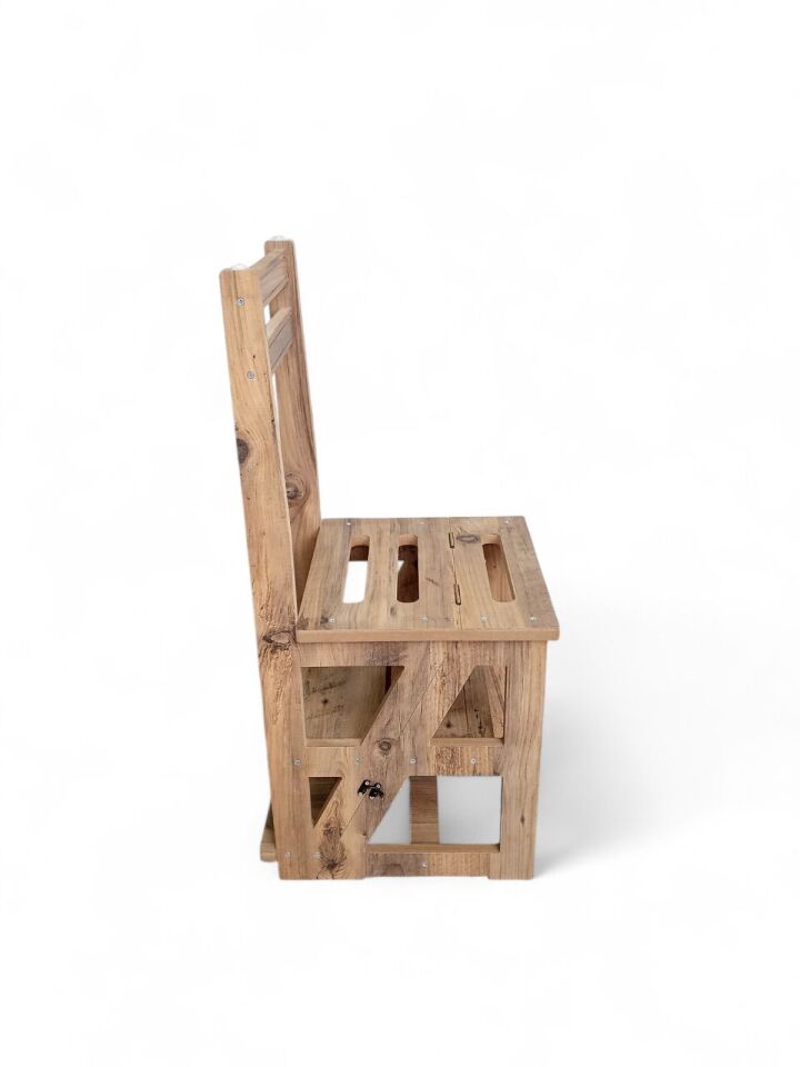 Çok Amaçlı MDF Katlanır Merdivenli Sandalye 2’si 1 Arada 110 Kg Taşıma Kapasitesi eco,