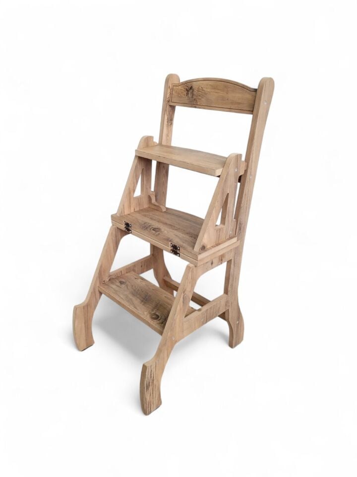 Çok Amaçlı MDF Katlanır Merdivenli Sandalye 2’si 1 Arada 110 Kg Taşıma Kapasitesi lüks