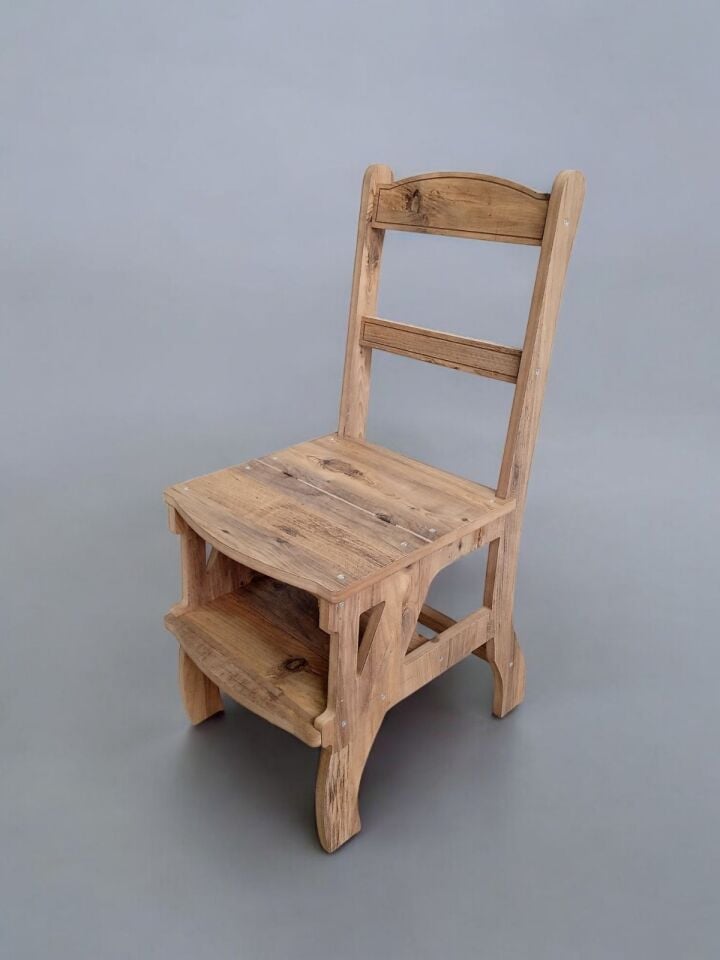 Çok Amaçlı MDF Katlanır Merdivenli Sandalye 2’si 1 Arada 110 Kg Taşıma Kapasitesi lüks