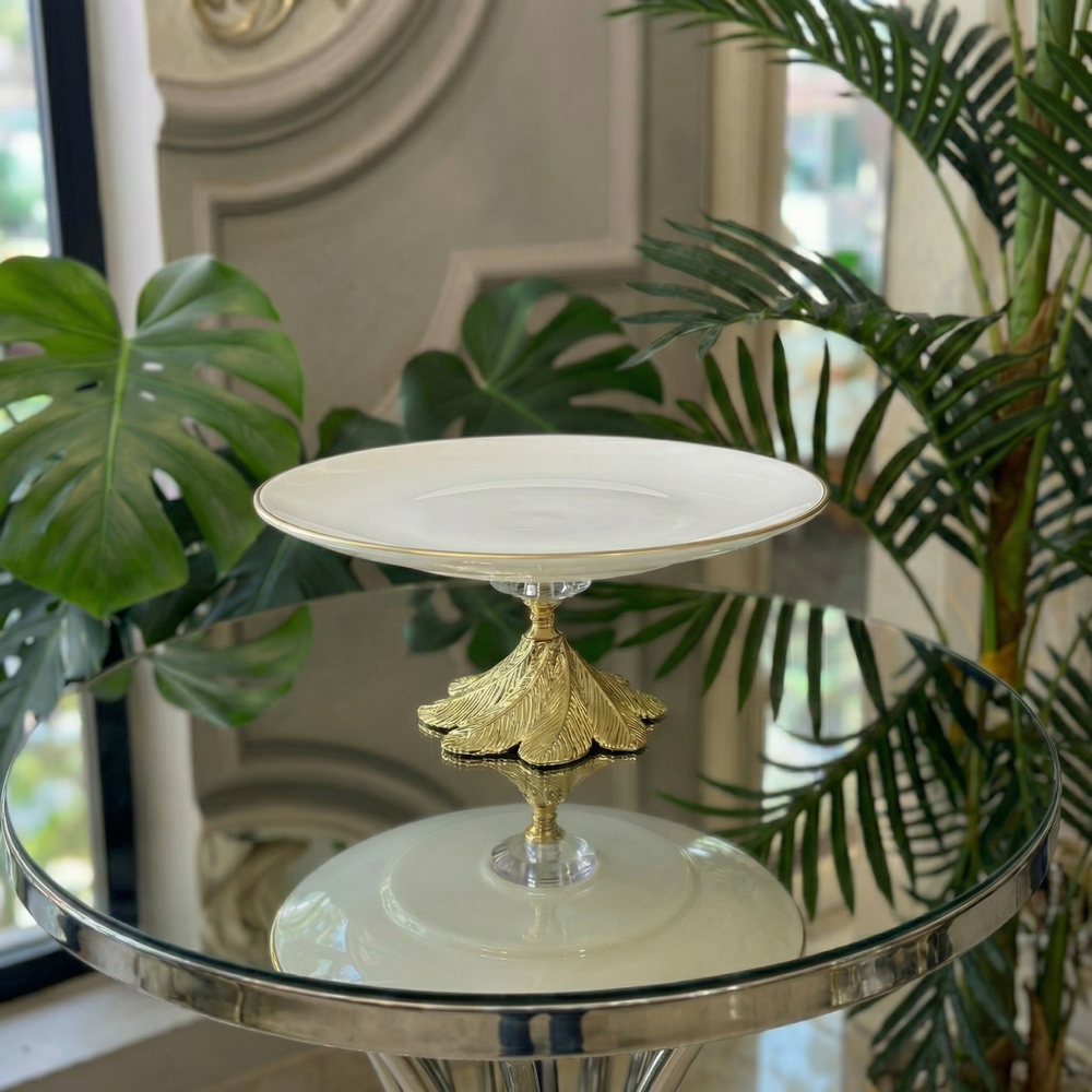 Metal Ayaklı Porselen Sunumluk Büyük Boy - 25 Cm