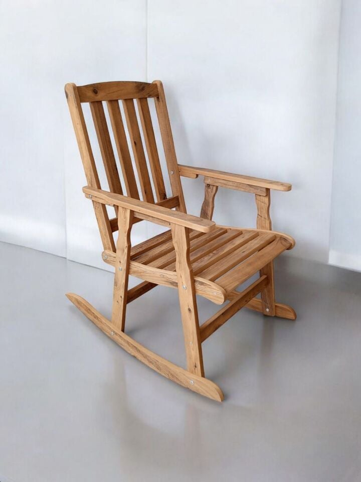 Ahşap Sallanan Sandalye Balkon Bahçe Teras Koltuğu Ayarlanabilir Sırt Dayamalı Ergonomik Mdf Dinlenme Koltuğu