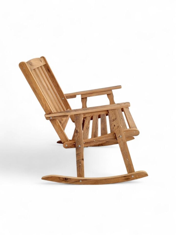 Ahşap Sallanan Sandalye Balkon Bahçe Teras Koltuğu Ayarlanabilir Sırt Dayamalı Ergonomik Mdf Dinlenme Koltuğu