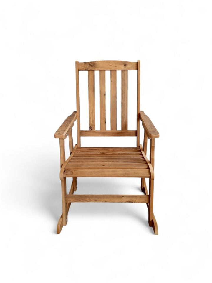 Ahşap Sallanan Sandalye Balkon Bahçe Teras Koltuğu Ayarlanabilir Sırt Dayamalı Ergonomik Mdf Dinlenme Koltuğu
