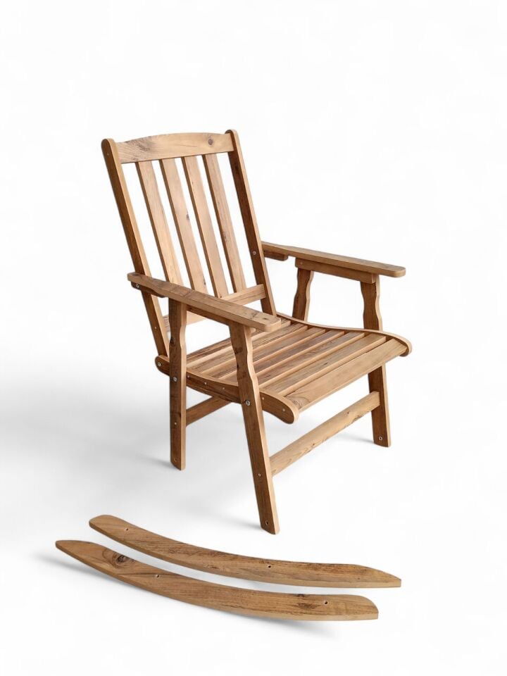 Ahşap Sallanan Sandalye Balkon Bahçe Teras Koltuğu Ayarlanabilir Sırt Dayamalı Ergonomik Mdf Dinlenme Koltuğu